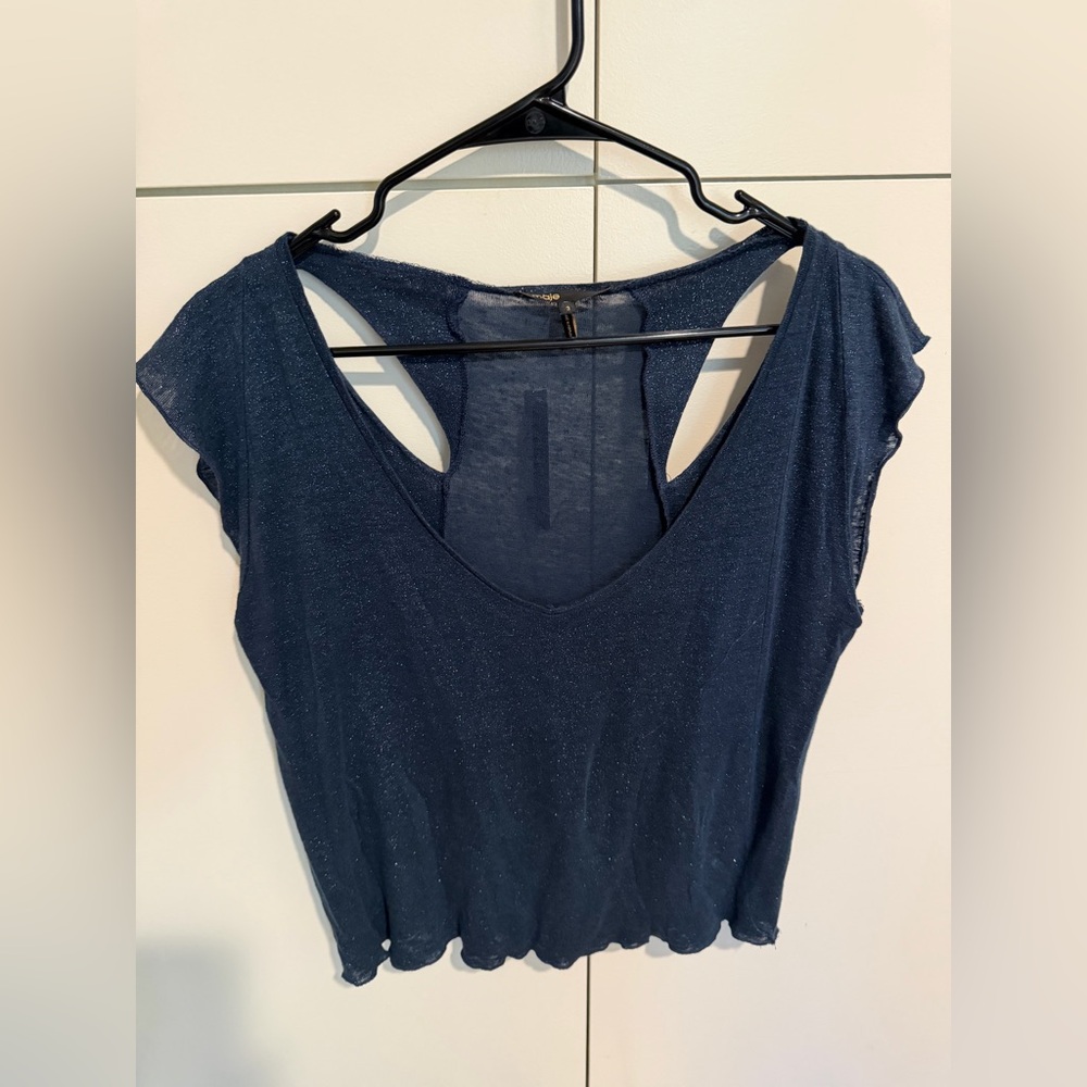 Maje Shimmering Navy Designer Top size 3